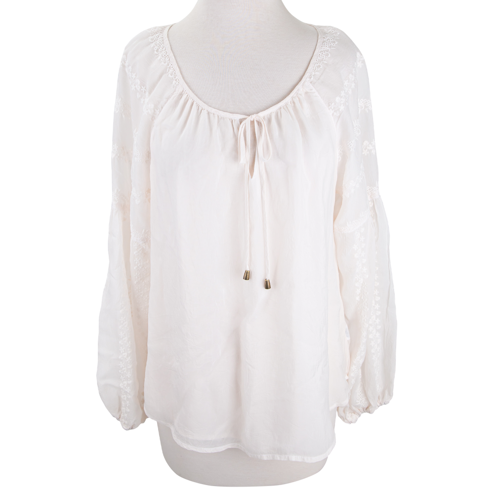 Long Sleeve Embroidered Peasant Top